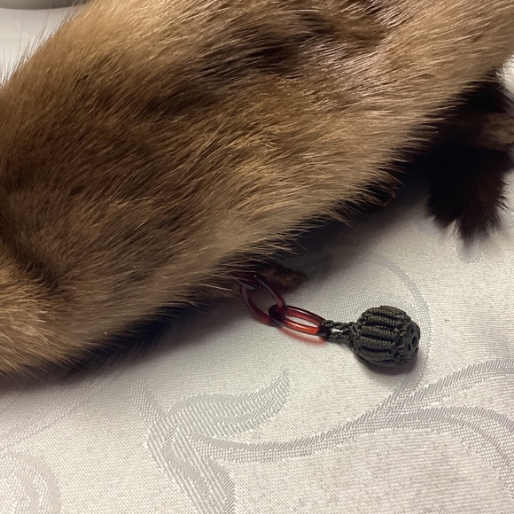 Vintage 4 pelt brown/tan full mink fur shawl, neck wrap, boa, scarf clip MINK - Picture 10 of 15